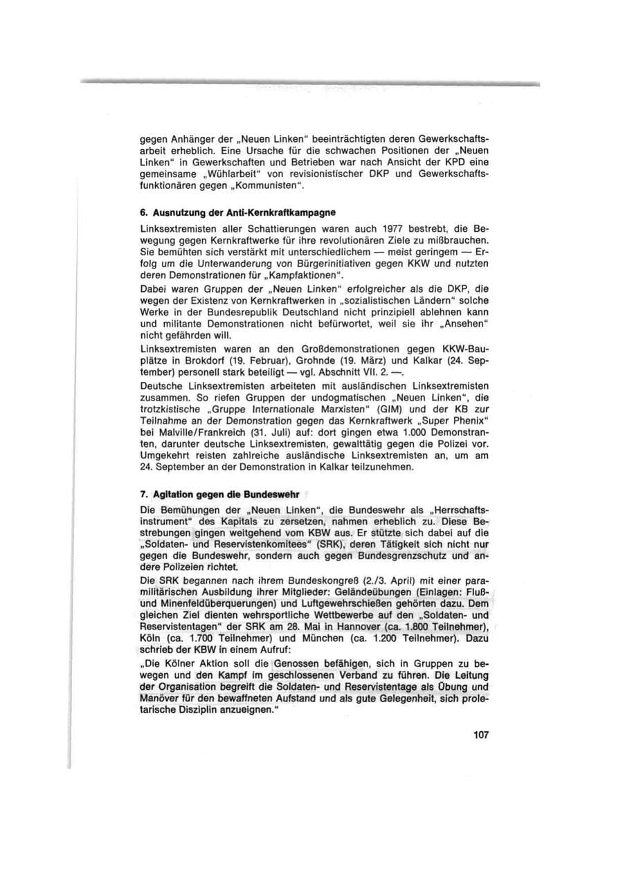 Seite 107 des Verfassungsschutzbericht 1977 Bund