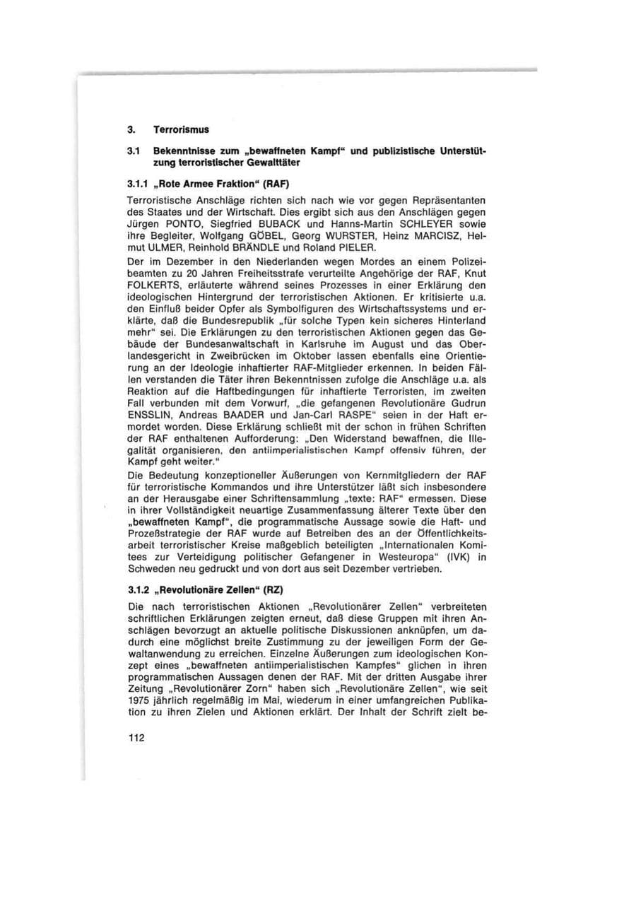 Seite 112 des Verfassungsschutzbericht 1977 Bund