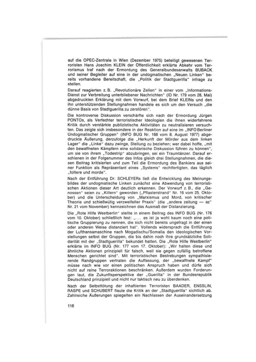 Seite 116 des Verfassungsschutzbericht 1977 Bund