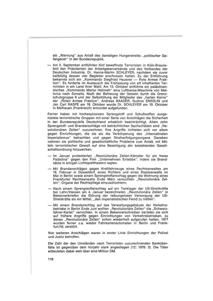 Seite 118 des Verfassungsschutzbericht 1977 Bund