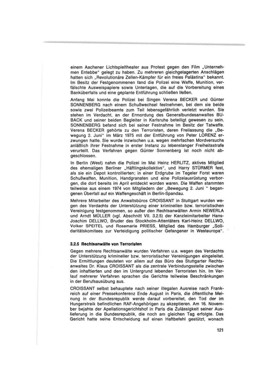 Seite 121 des Verfassungsschutzbericht 1977 Bund