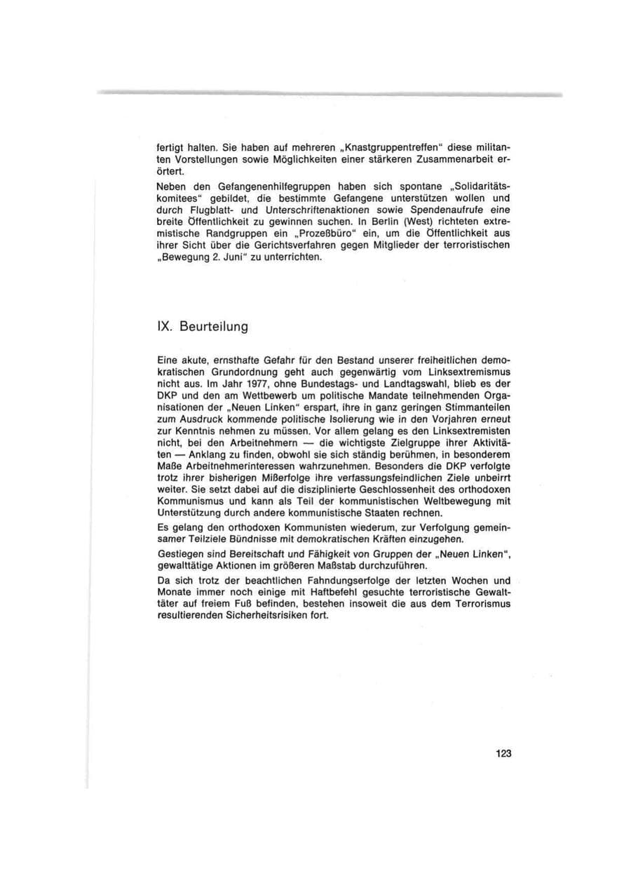 Seite 123 des Verfassungsschutzbericht 1977 Bund