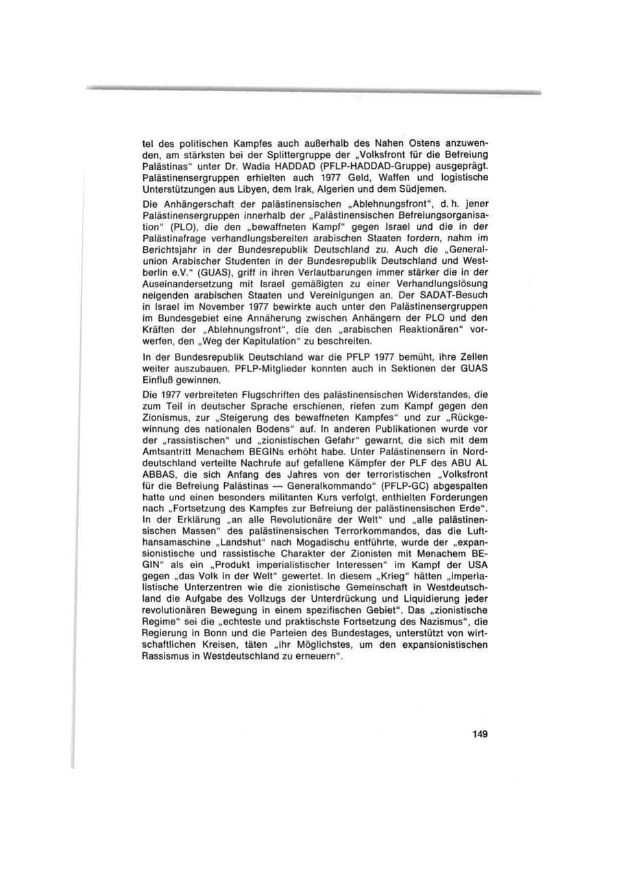 Seite 149 des Verfassungsschutzbericht 1977 Bund