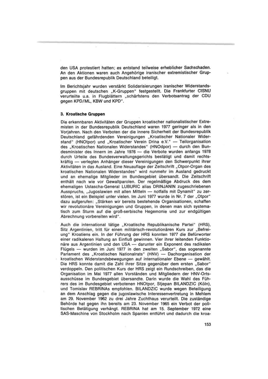 Seite 153 des Verfassungsschutzbericht 1977 Bund