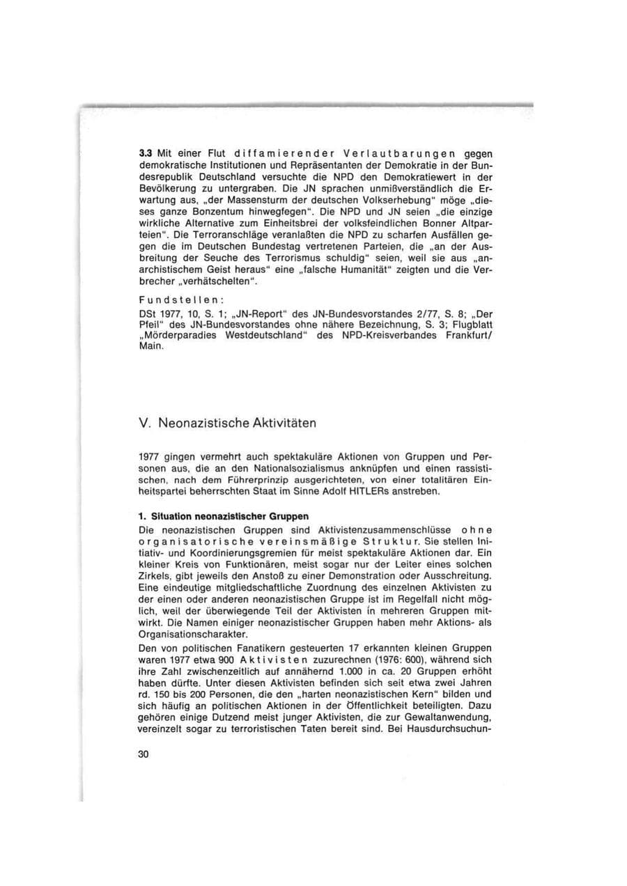 Seite 30 des Verfassungsschutzbericht 1977 Bund