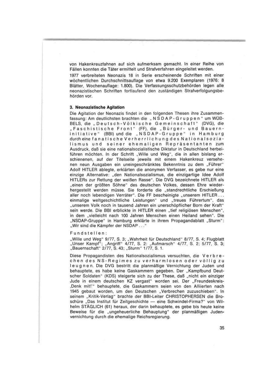 Seite 35 des Verfassungsschutzbericht 1977 Bund