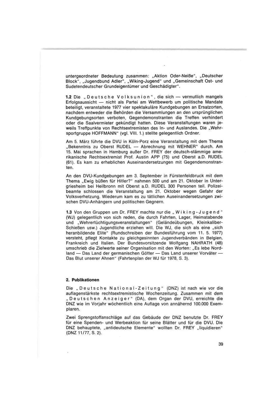 Seite 39 des Verfassungsschutzbericht 1977 Bund