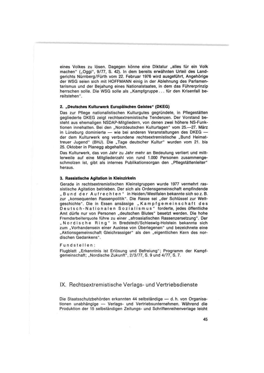 Seite 45 des Verfassungsschutzbericht 1977 Bund