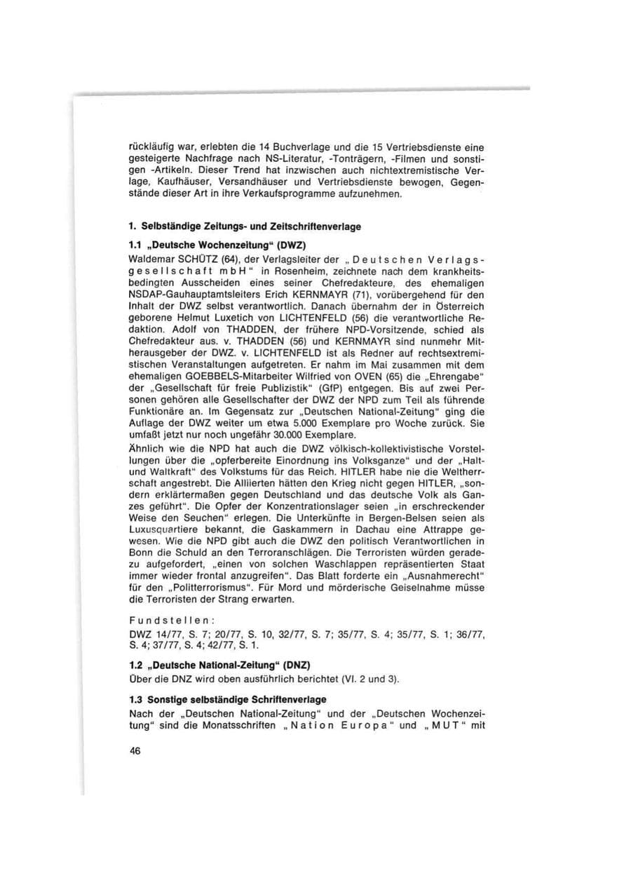 Seite 46 des Verfassungsschutzbericht 1977 Bund