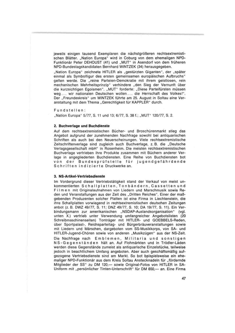 Seite 47 des Verfassungsschutzbericht 1977 Bund
