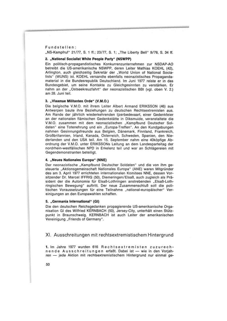 Seite 50 des Verfassungsschutzbericht 1977 Bund