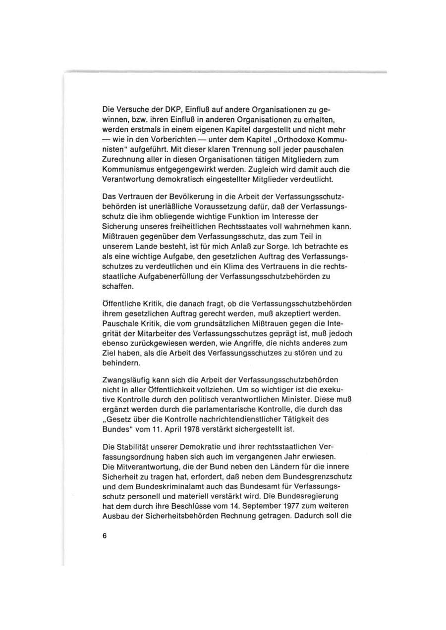 Seite 6 des Verfassungsschutzbericht 1977 Bund