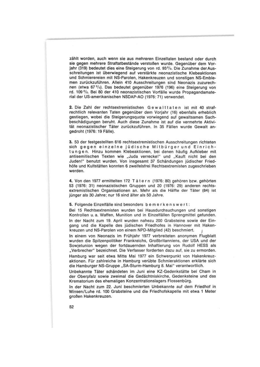 Seite 52 des Verfassungsschutzbericht 1977 Bund