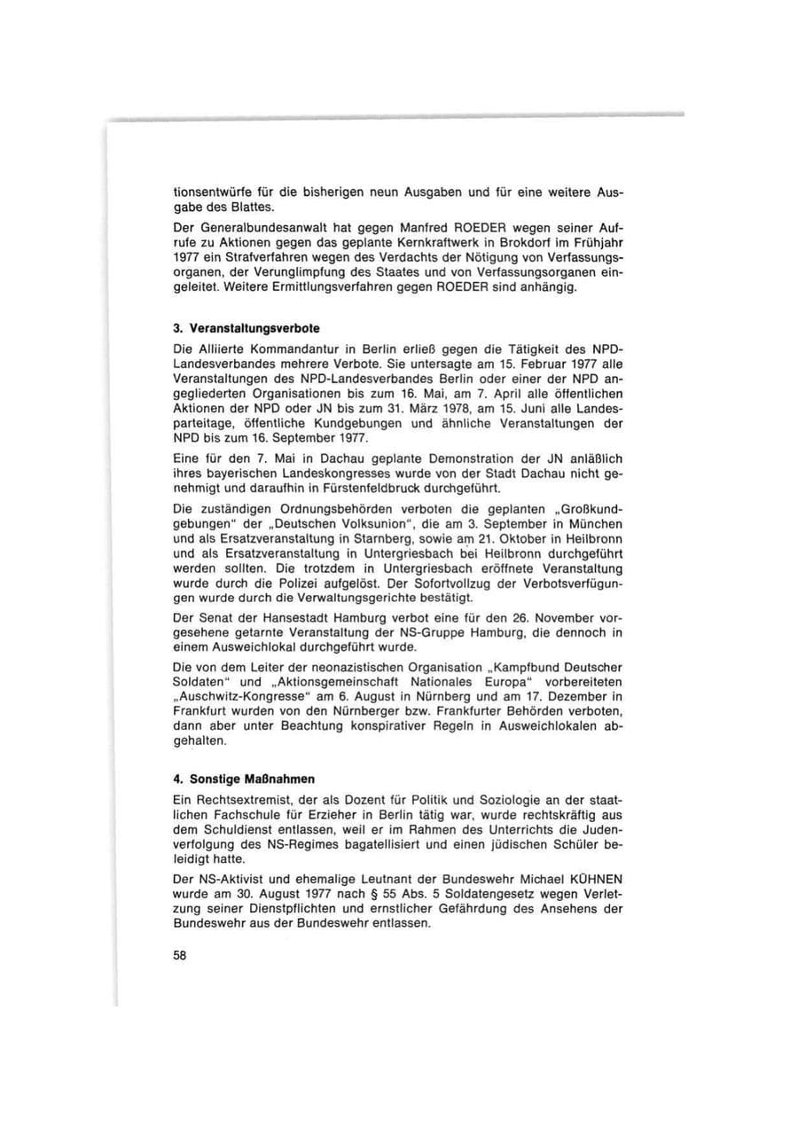 Seite 58 des Verfassungsschutzbericht 1977 Bund