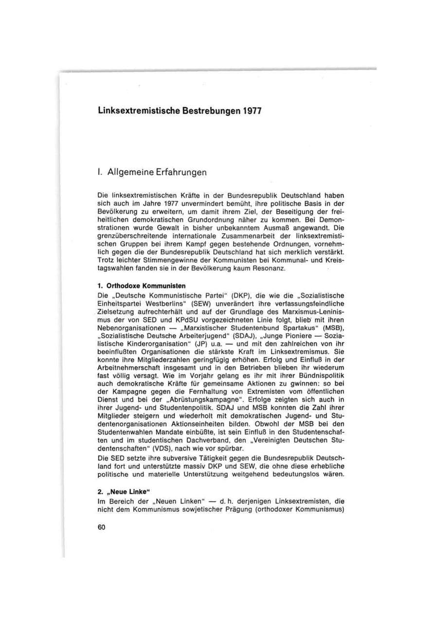 Seite 60 des Verfassungsschutzbericht 1977 Bund