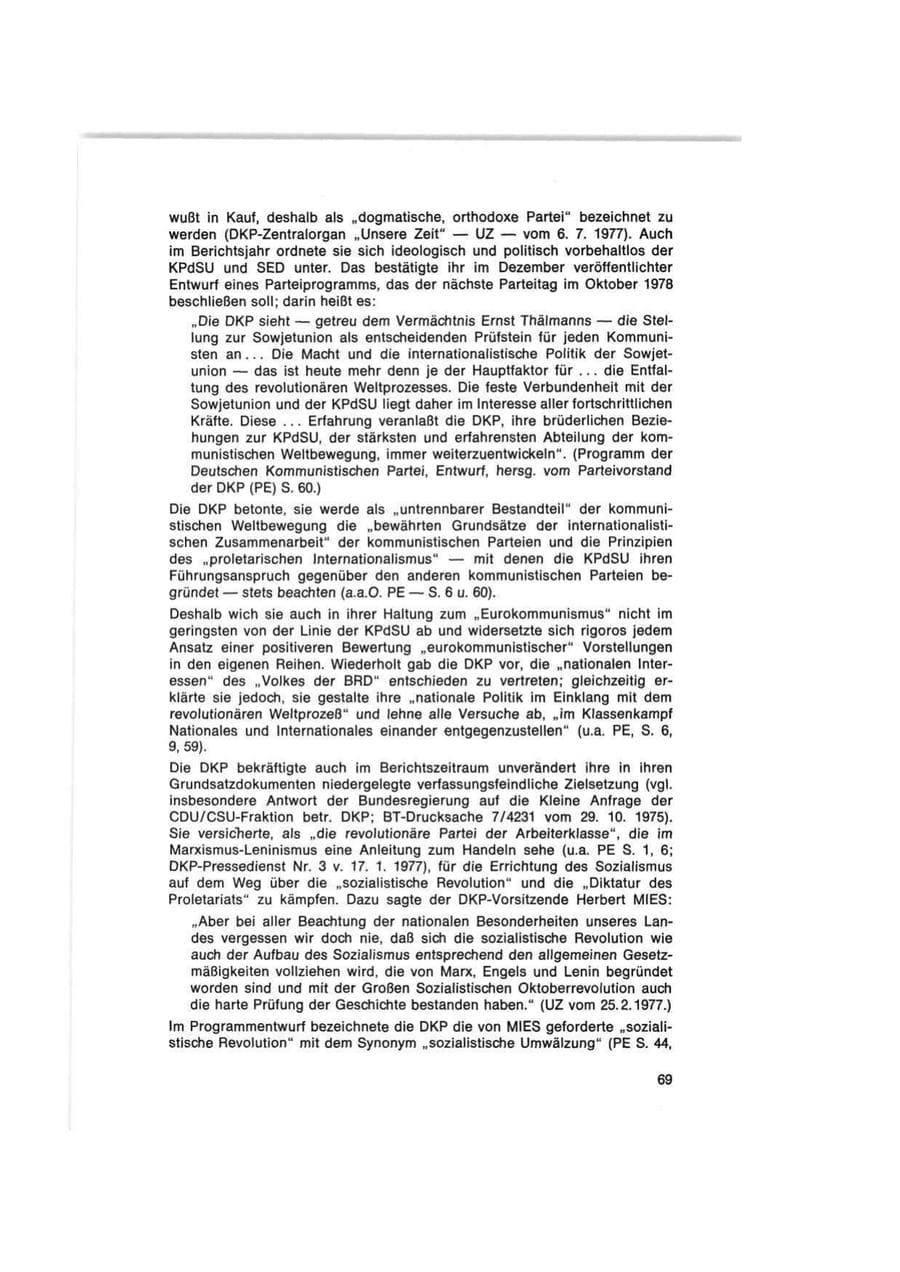 Seite 69 des Verfassungsschutzbericht 1977 Bund