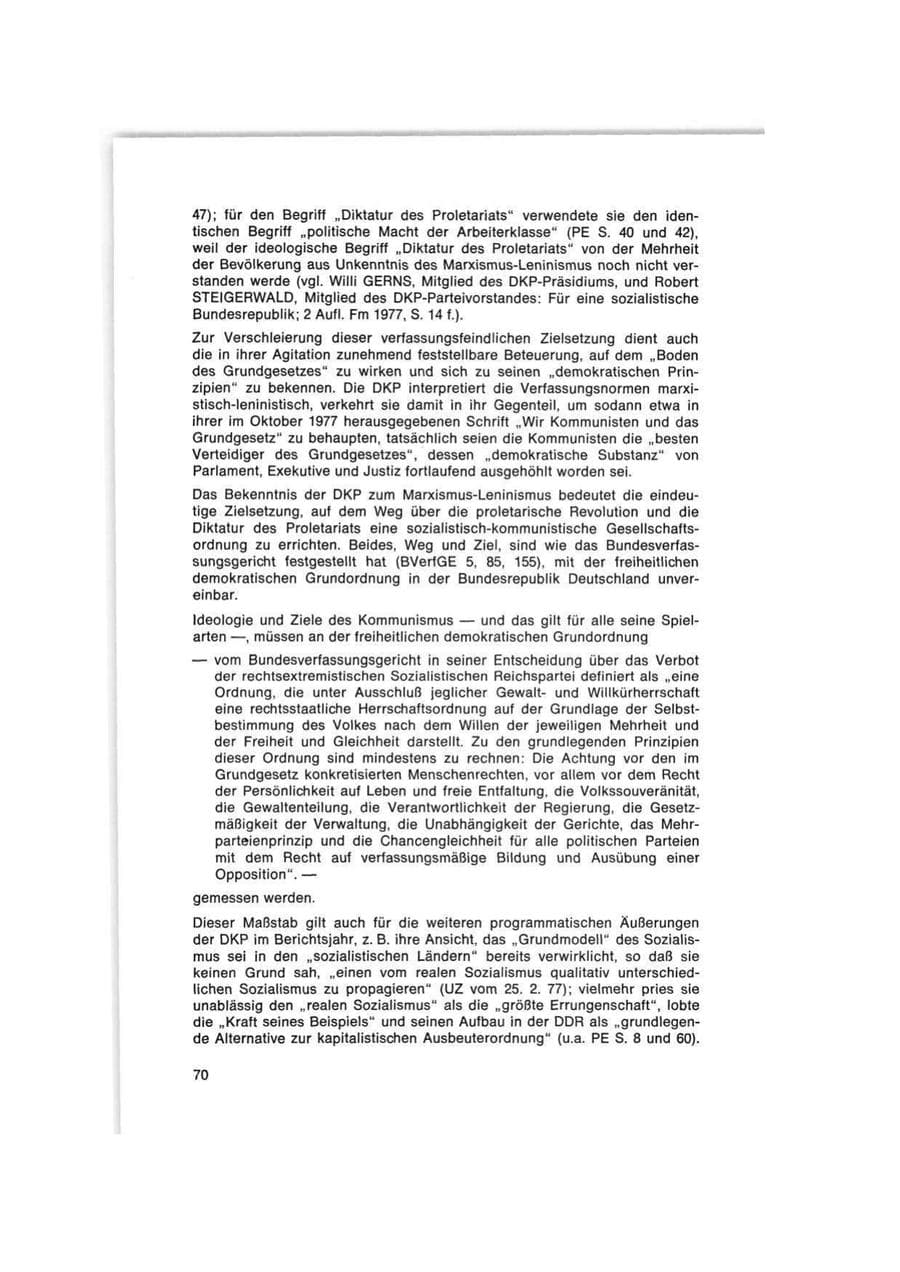 Seite 70 des Verfassungsschutzbericht 1977 Bund