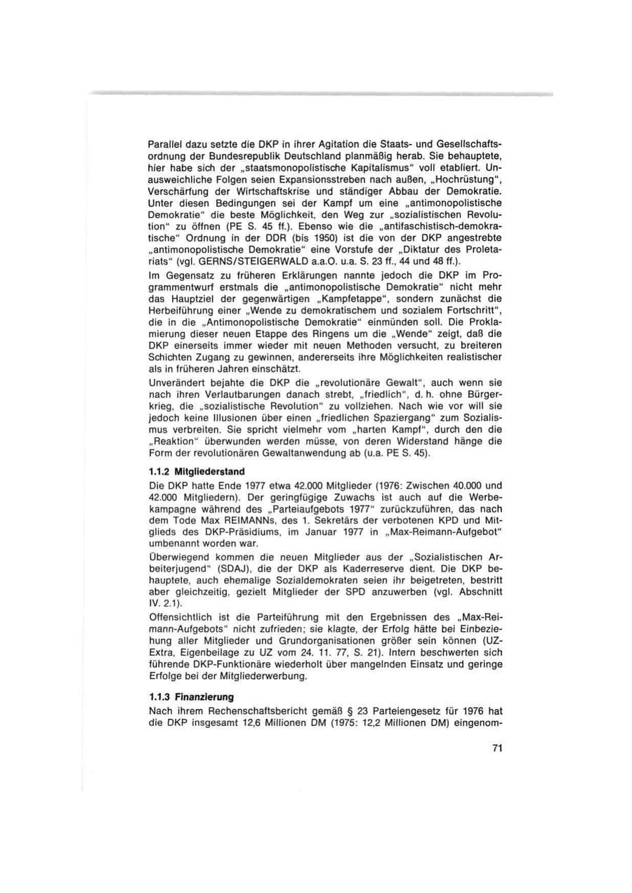 Seite 71 des Verfassungsschutzbericht 1977 Bund