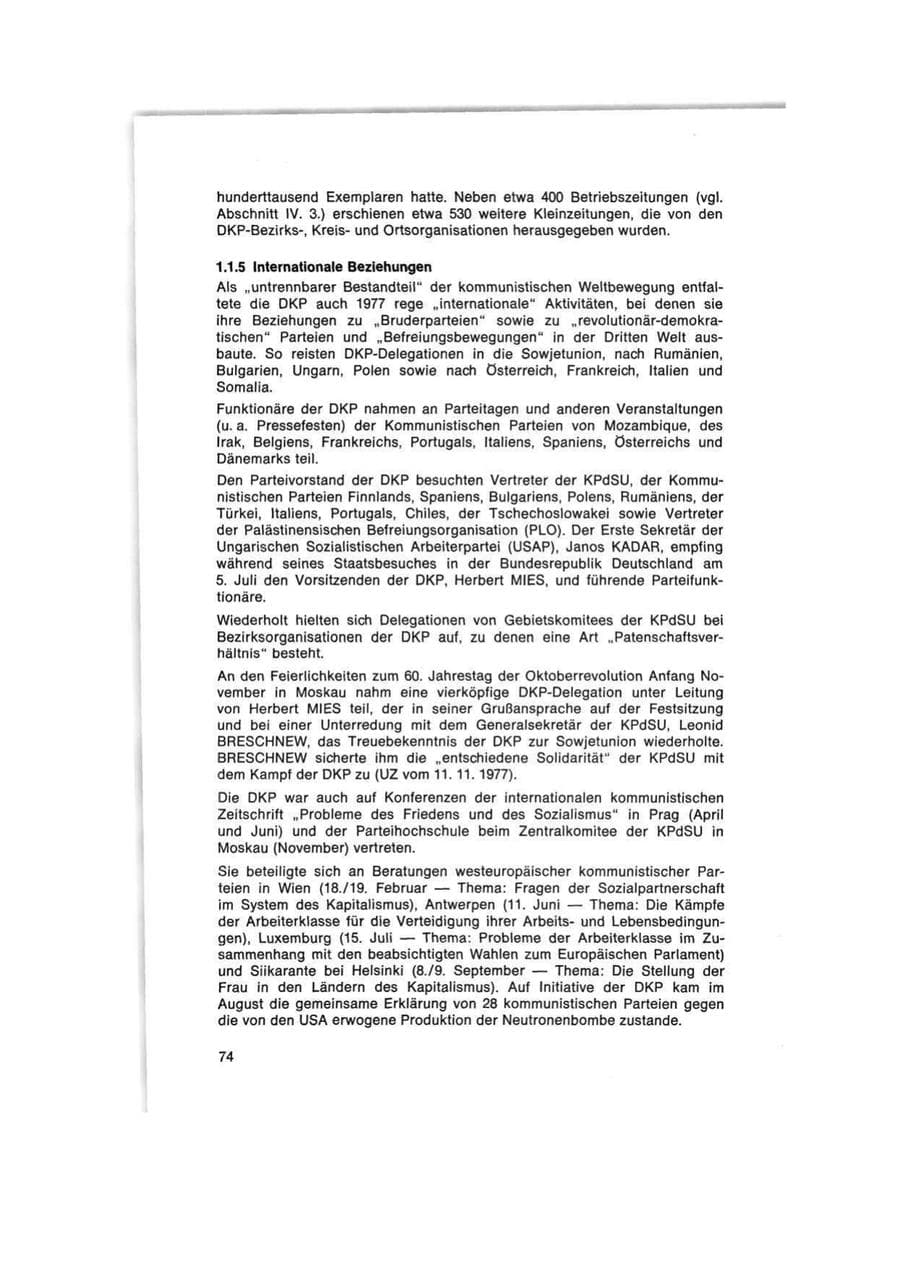 Seite 74 des Verfassungsschutzbericht 1977 Bund