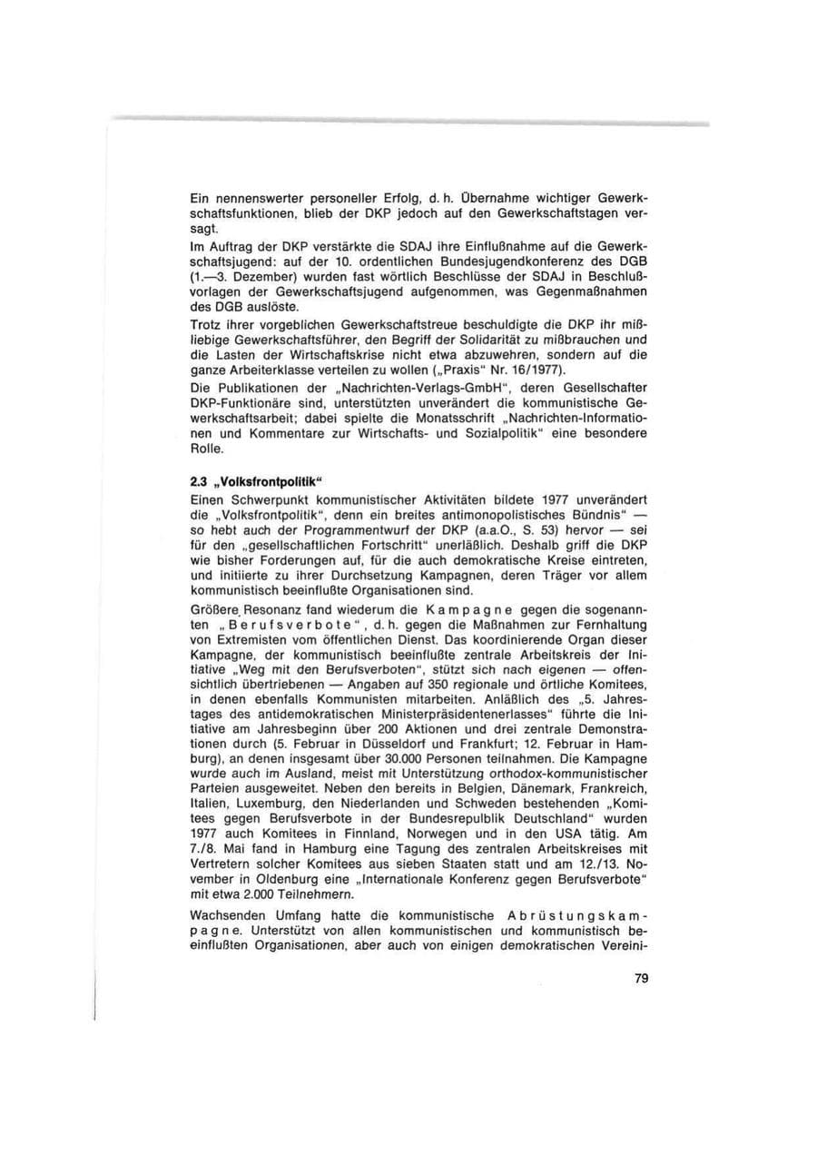 Seite 79 des Verfassungsschutzbericht 1977 Bund