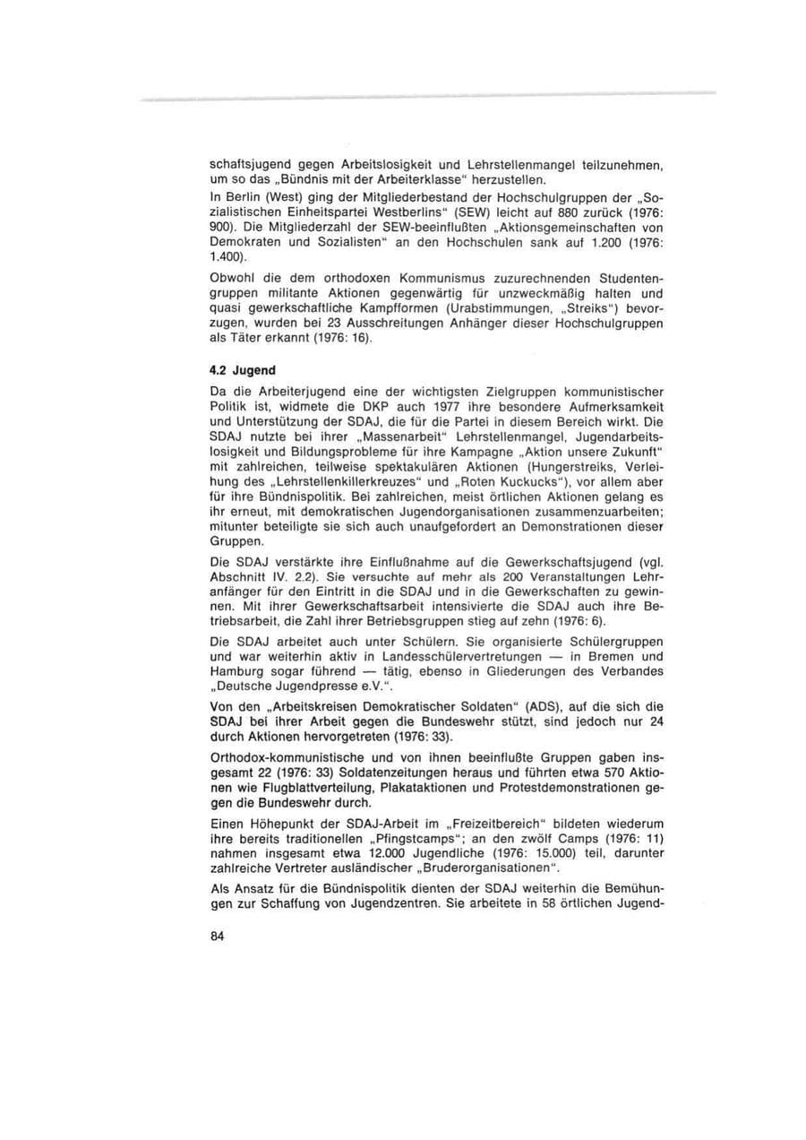 Seite 84 des Verfassungsschutzbericht 1977 Bund