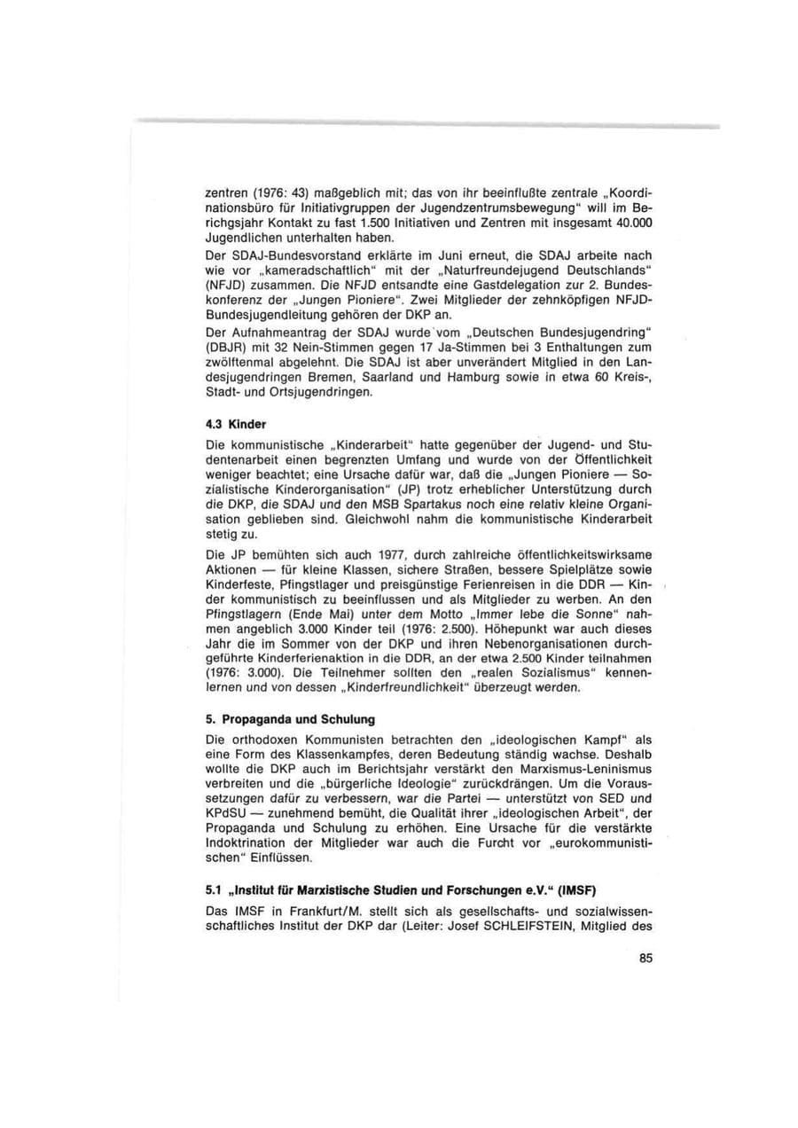 Seite 85 des Verfassungsschutzbericht 1977 Bund