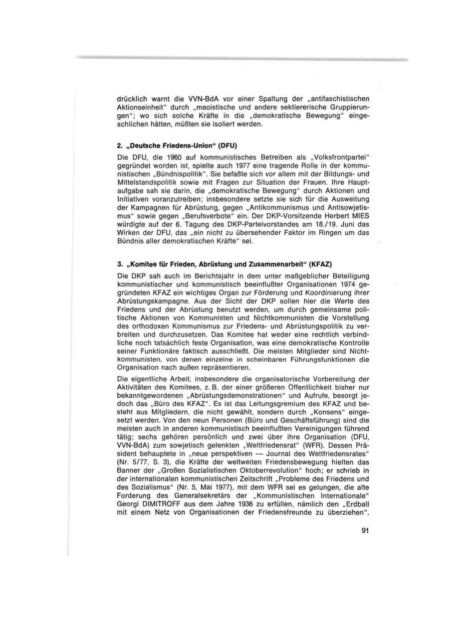 Seite 91 des Verfassungsschutzbericht 1977 Bund