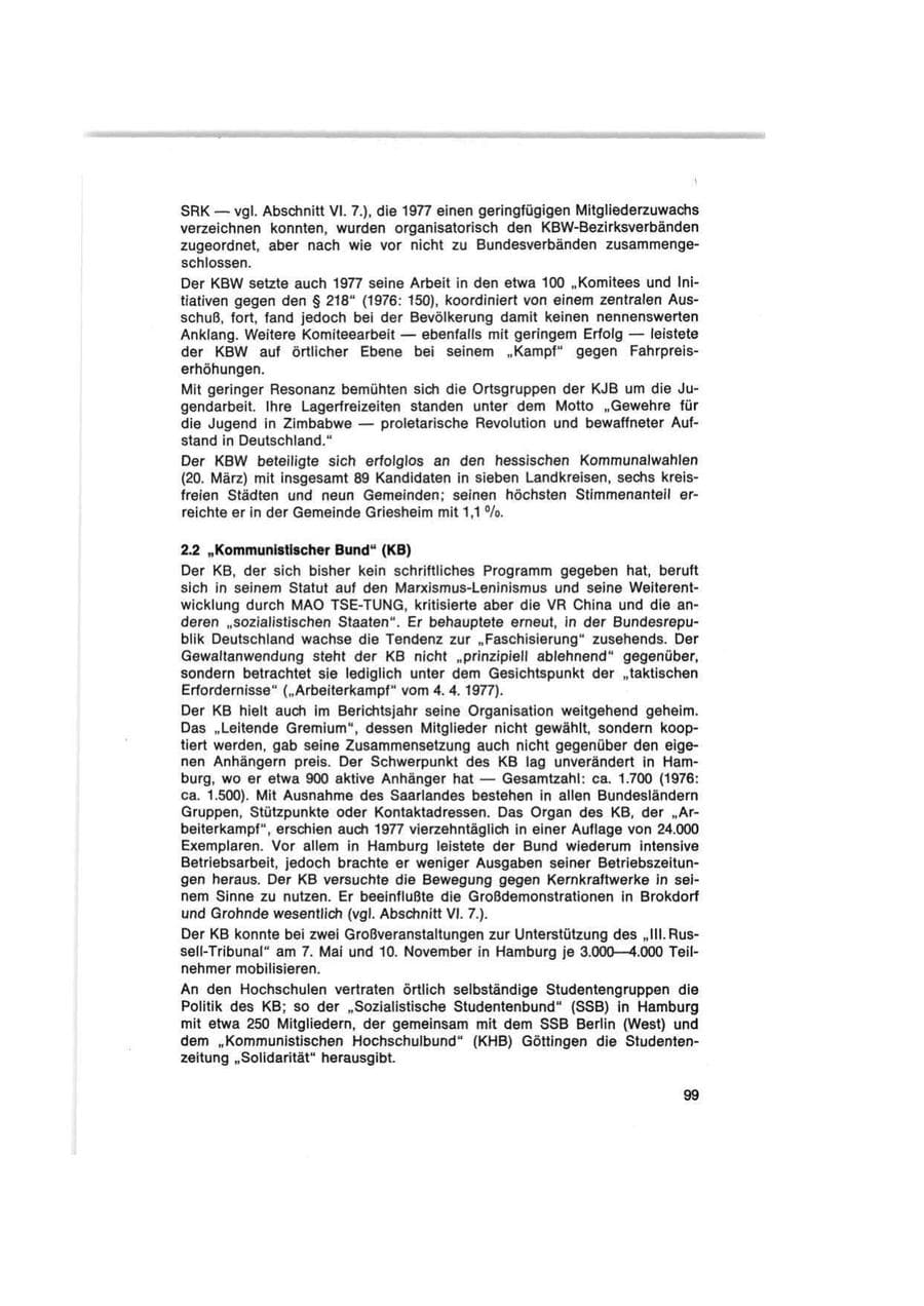 Seite 99 des Verfassungsschutzbericht 1977 Bund