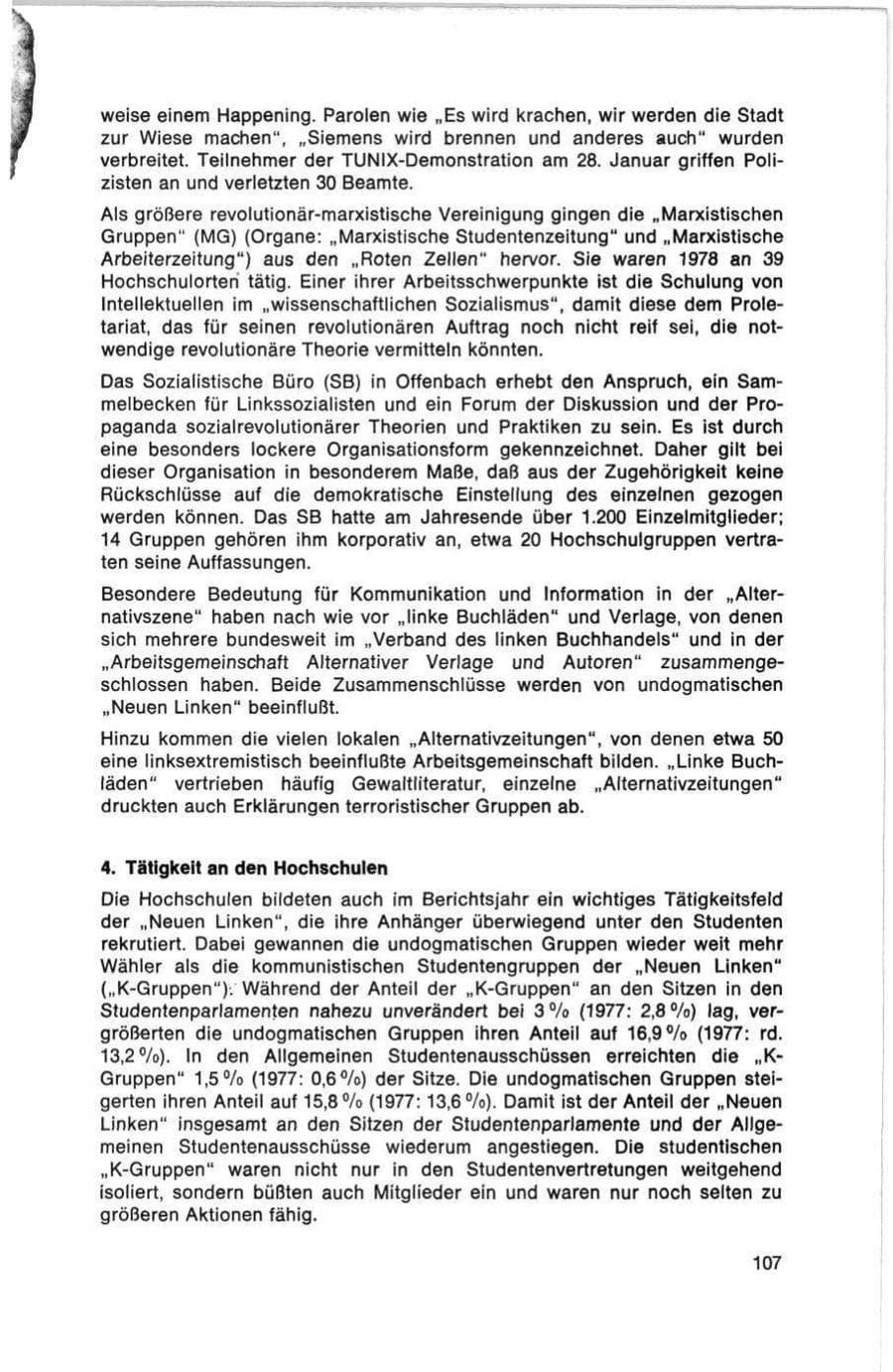Seite 107 des Verfassungsschutzbericht 1978 Bund