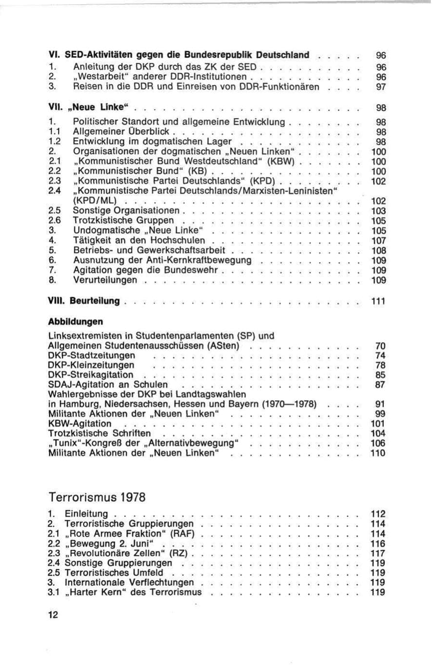 Seite 12 des Verfassungsschutzbericht 1978 Bund