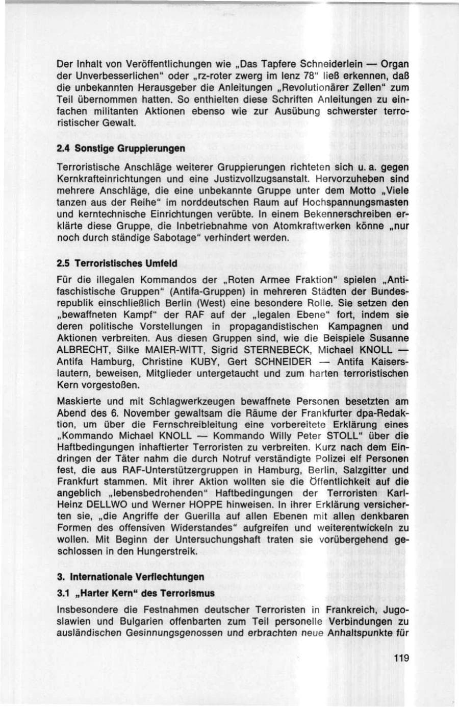 Seite 119 des Verfassungsschutzbericht 1978 Bund