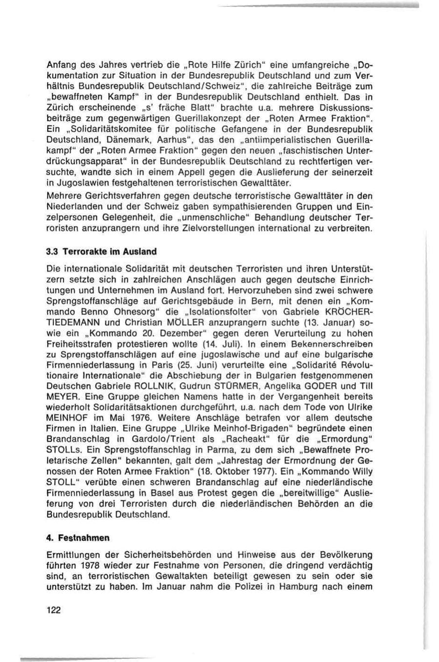 Seite 122 des Verfassungsschutzbericht 1978 Bund