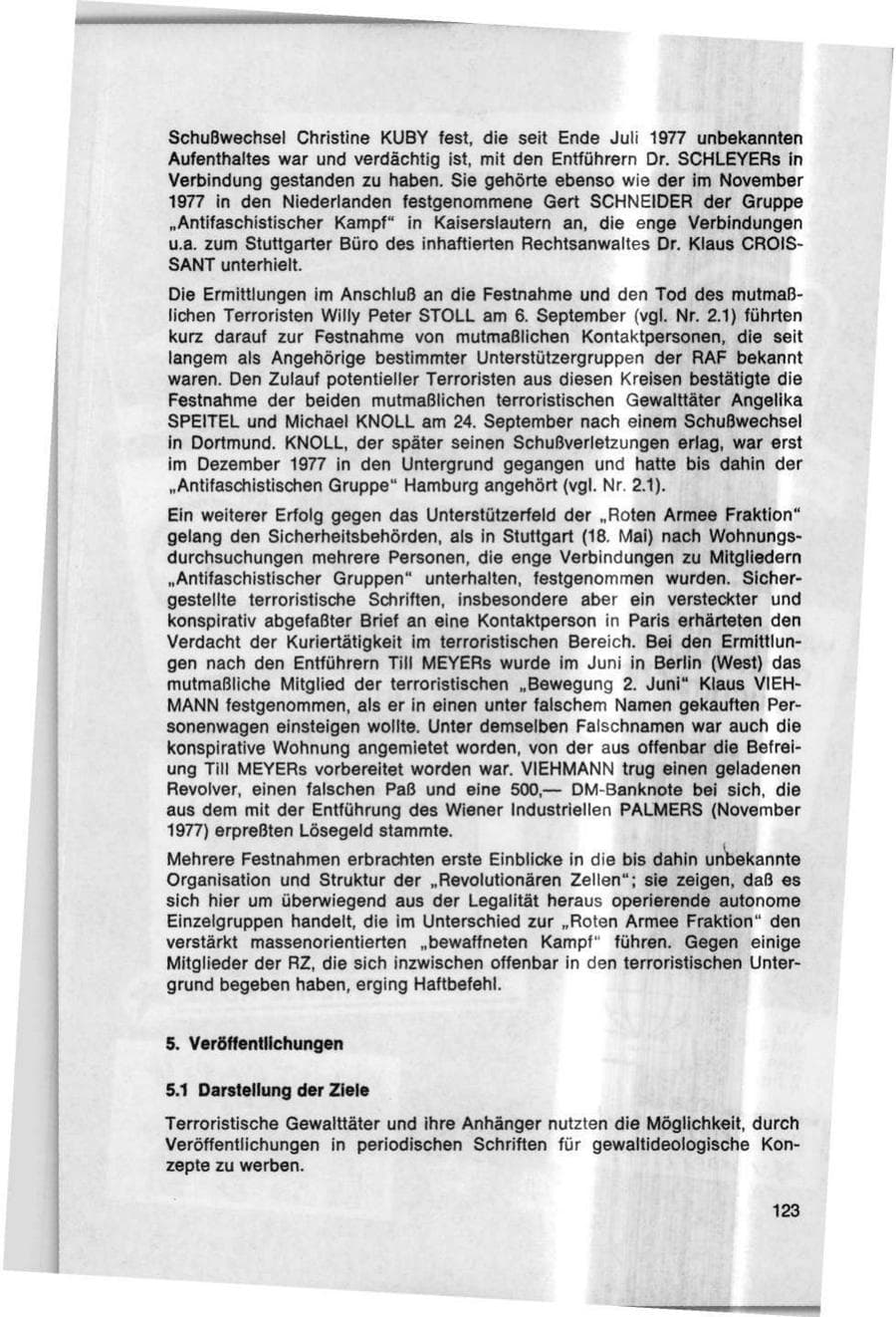 Seite 123 des Verfassungsschutzbericht 1978 Bund