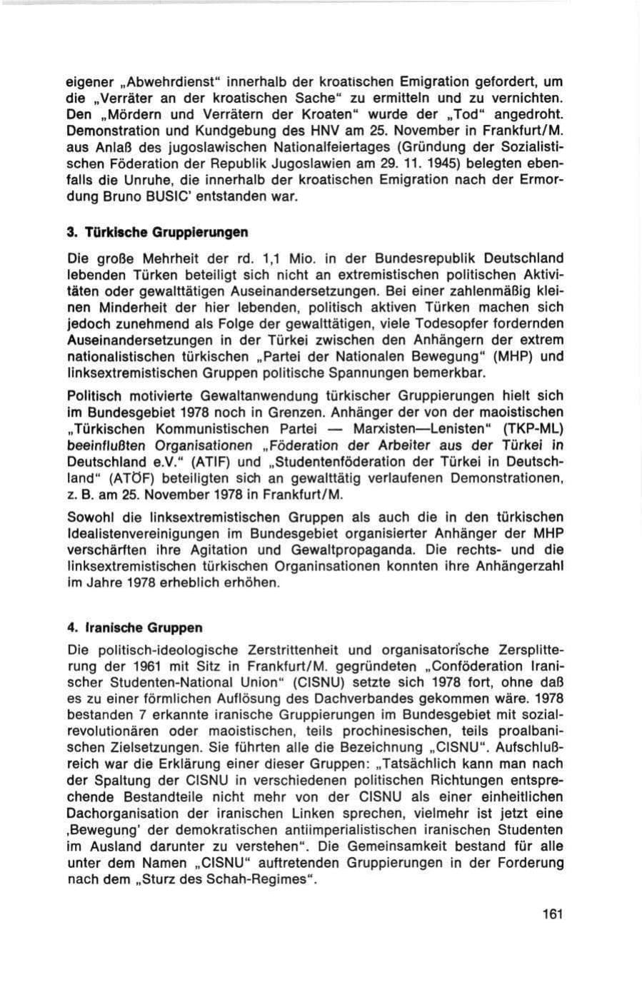 Seite 161 des Verfassungsschutzbericht 1978 Bund