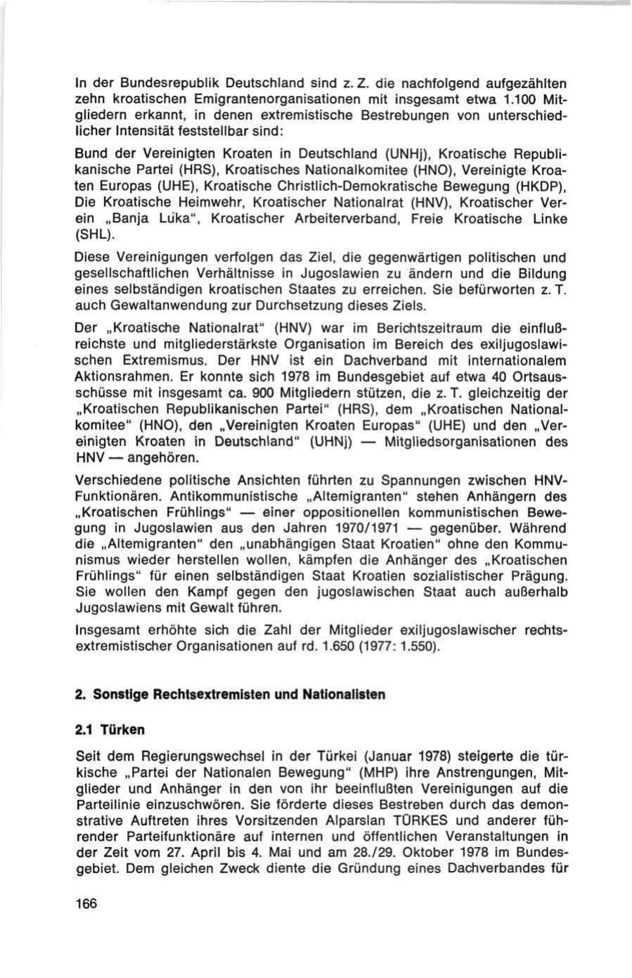 Seite 166 des Verfassungsschutzbericht 1978 Bund