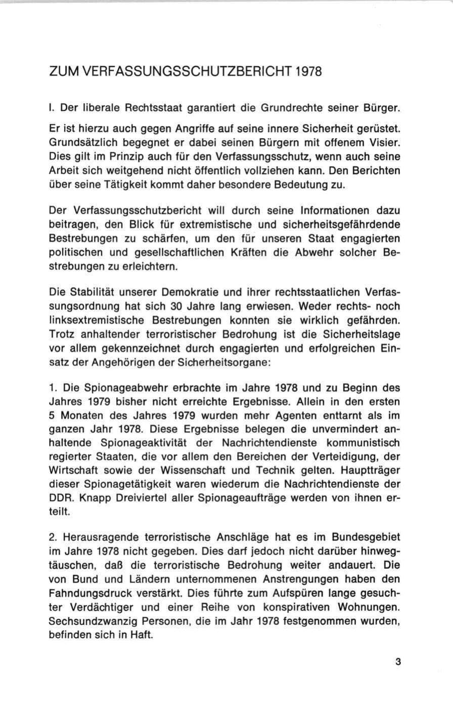Seite 3 des Verfassungsschutzbericht 1978 Bund