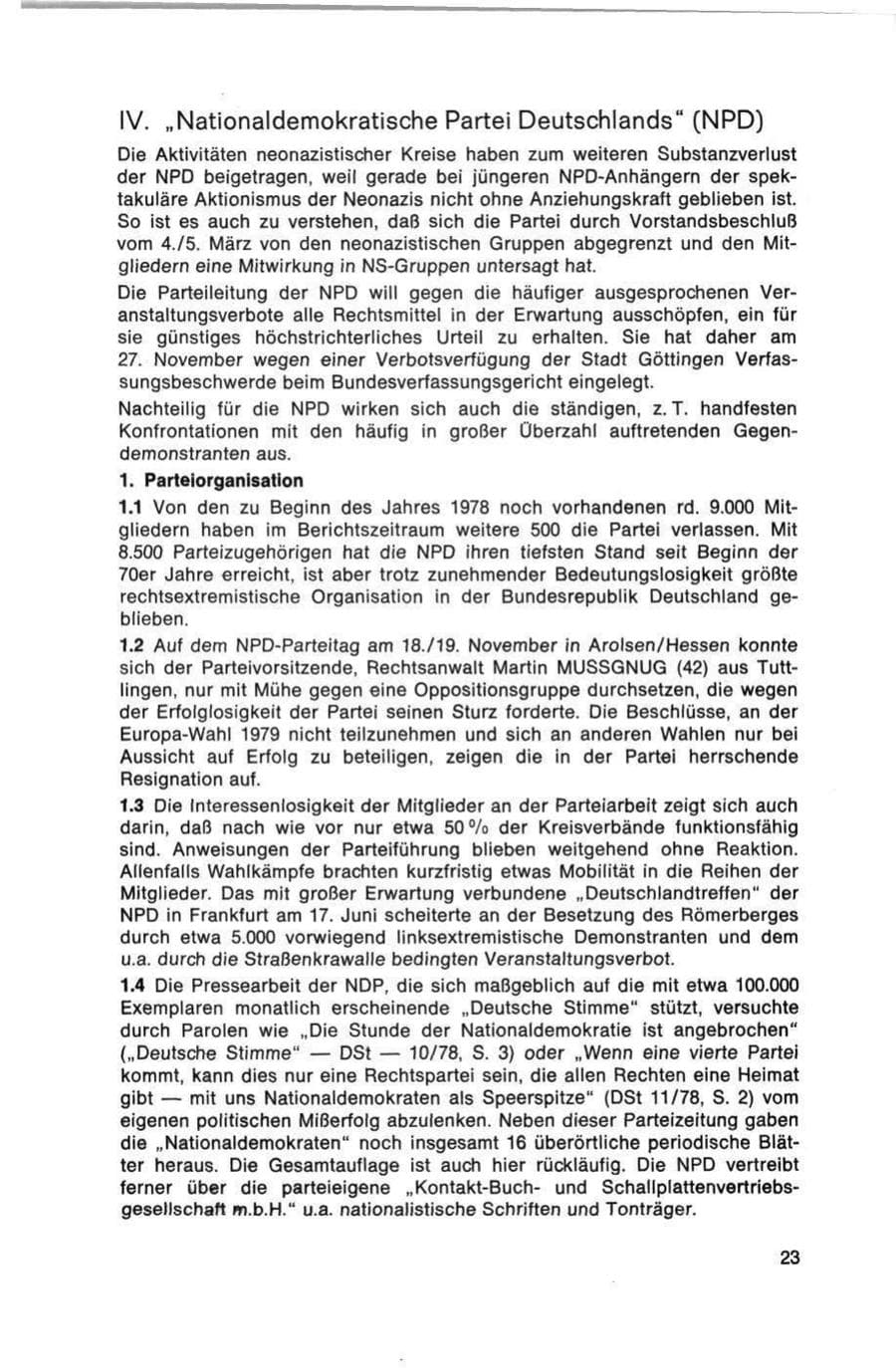 Seite 23 des Verfassungsschutzbericht 1978 Bund