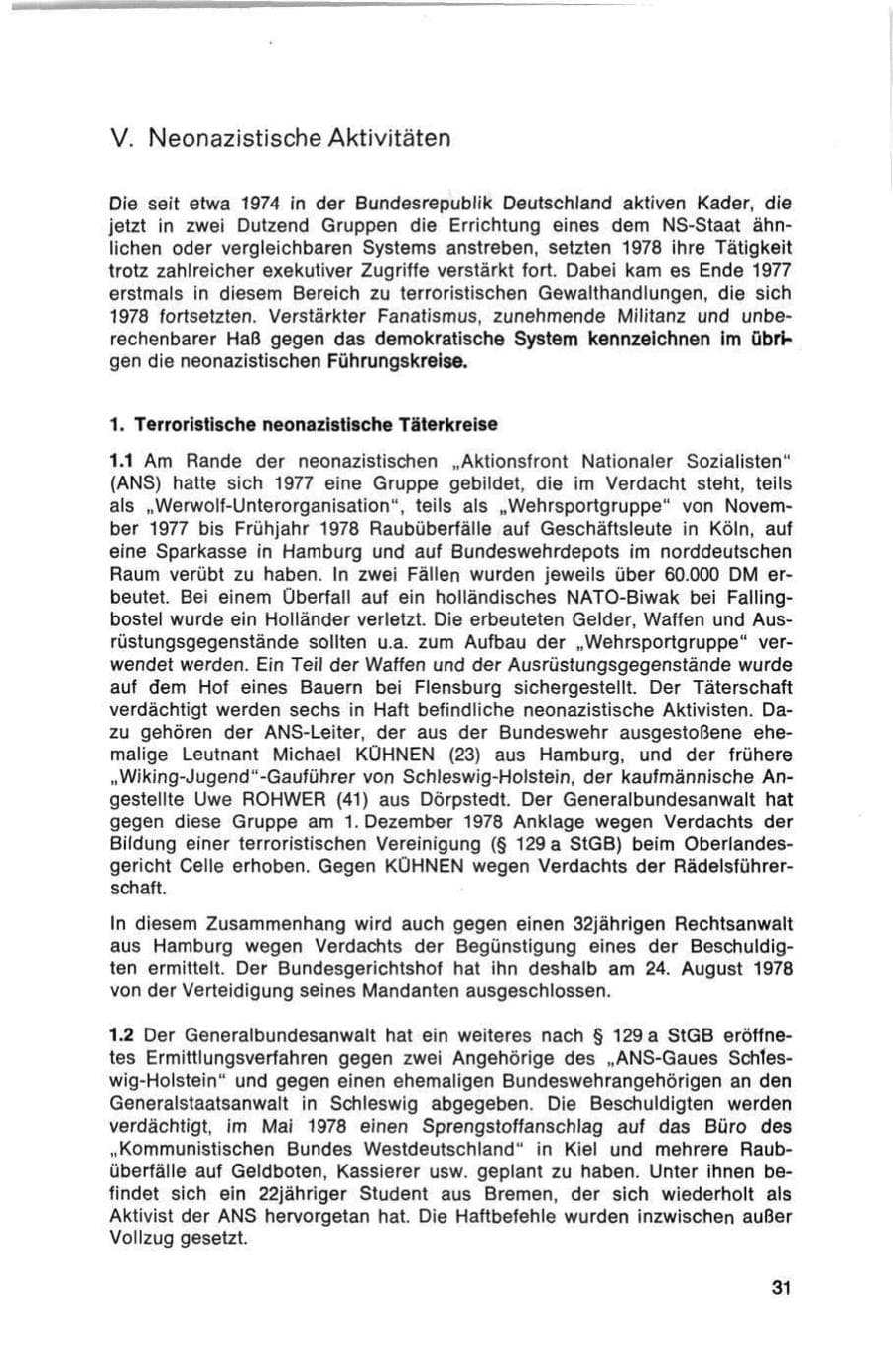 Seite 31 des Verfassungsschutzbericht 1978 Bund