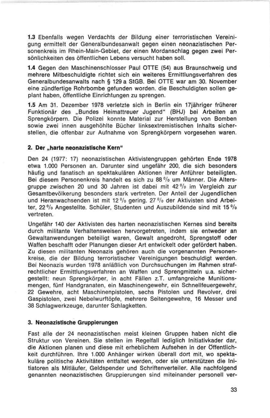 Seite 33 des Verfassungsschutzbericht 1978 Bund