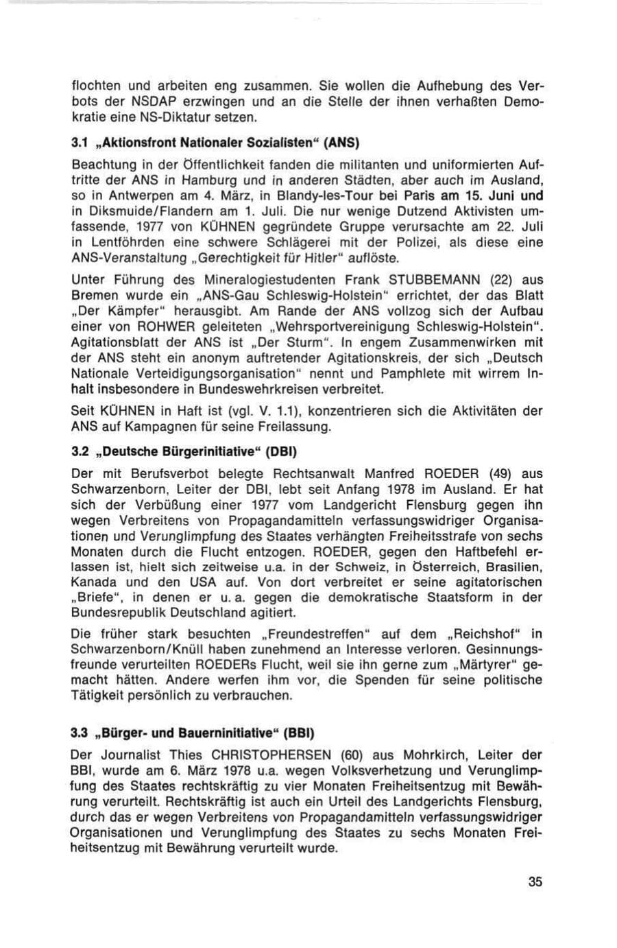 Seite 35 des Verfassungsschutzbericht 1978 Bund