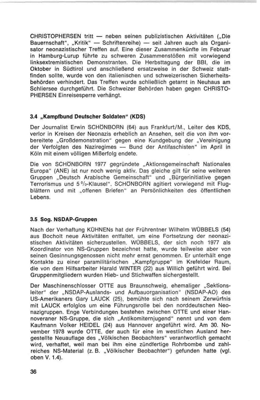 Seite 36 des Verfassungsschutzbericht 1978 Bund
