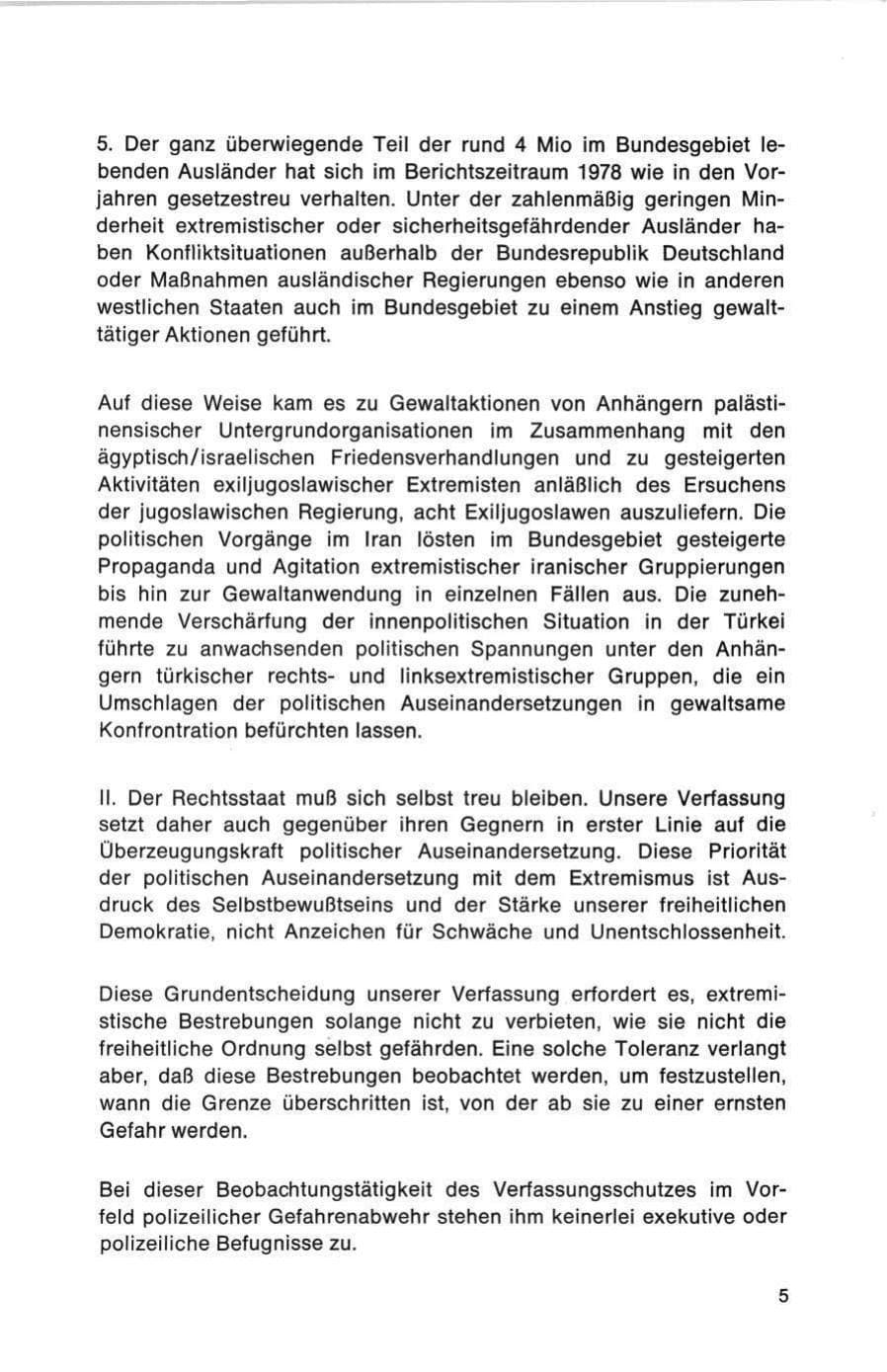 Seite 5 des Verfassungsschutzbericht 1978 Bund