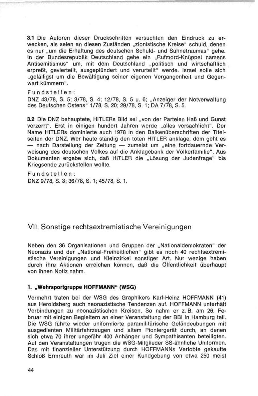 Seite 44 des Verfassungsschutzbericht 1978 Bund