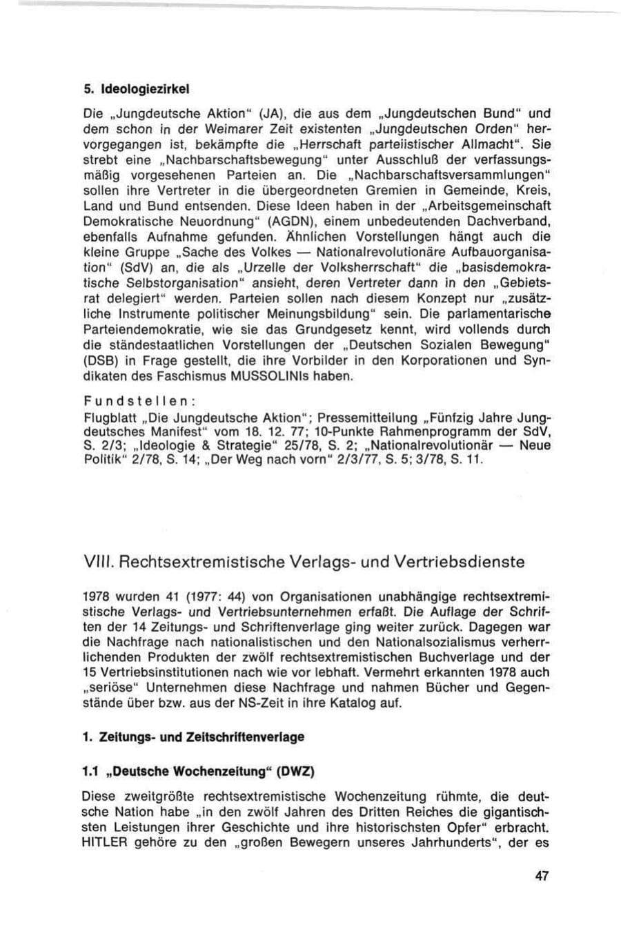 Seite 47 des Verfassungsschutzbericht 1978 Bund