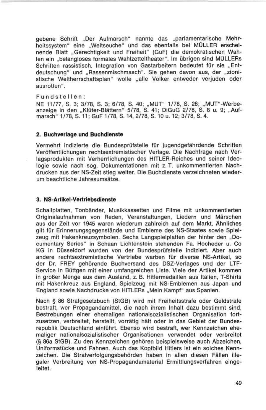 Seite 49 des Verfassungsschutzbericht 1978 Bund