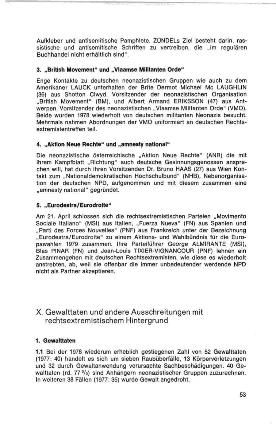 Seite 53 des Verfassungsschutzbericht 1978 Bund