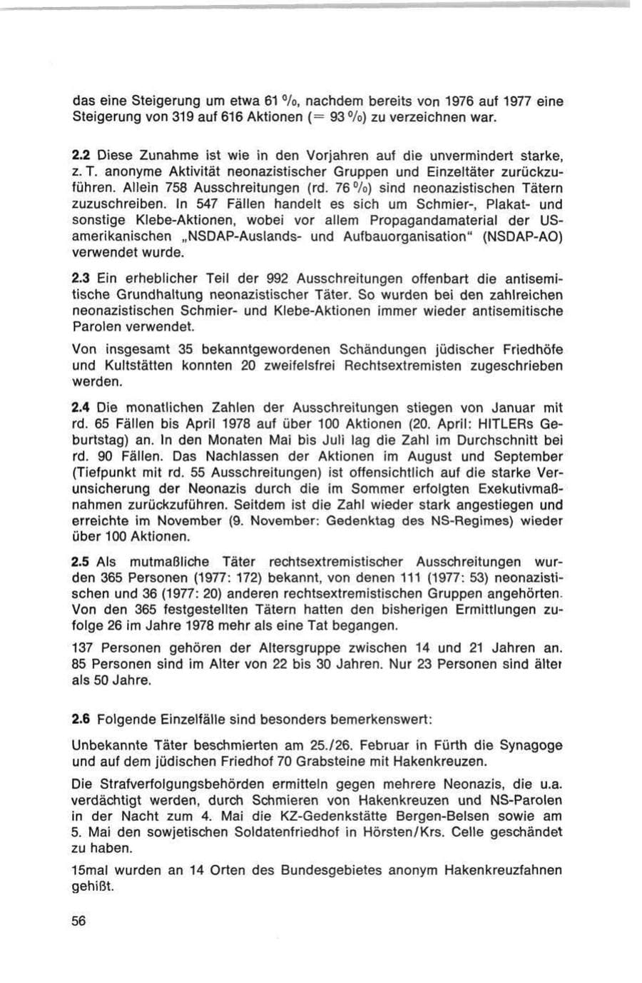 Seite 56 des Verfassungsschutzbericht 1978 Bund