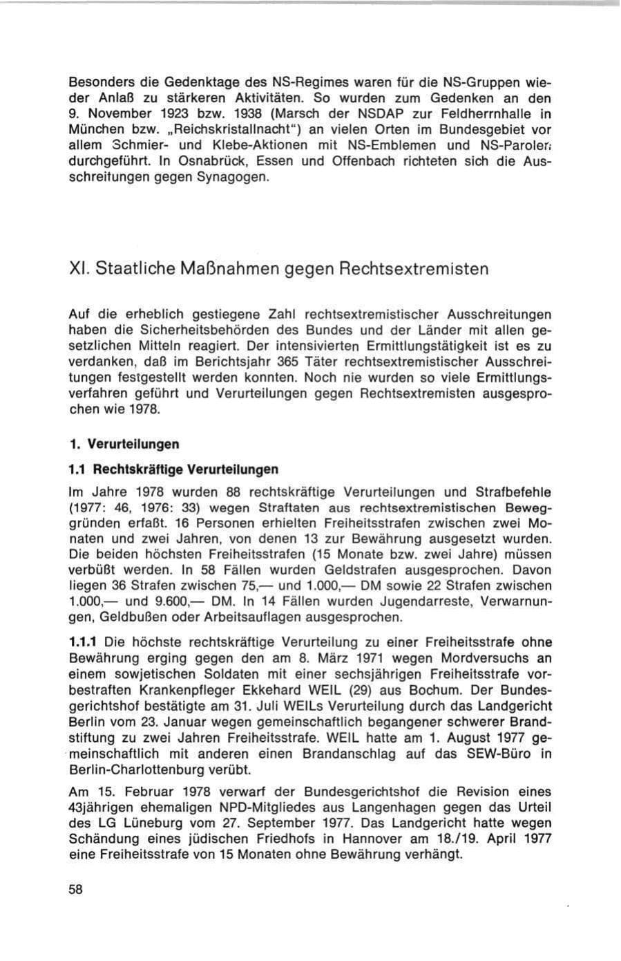 Seite 58 des Verfassungsschutzbericht 1978 Bund