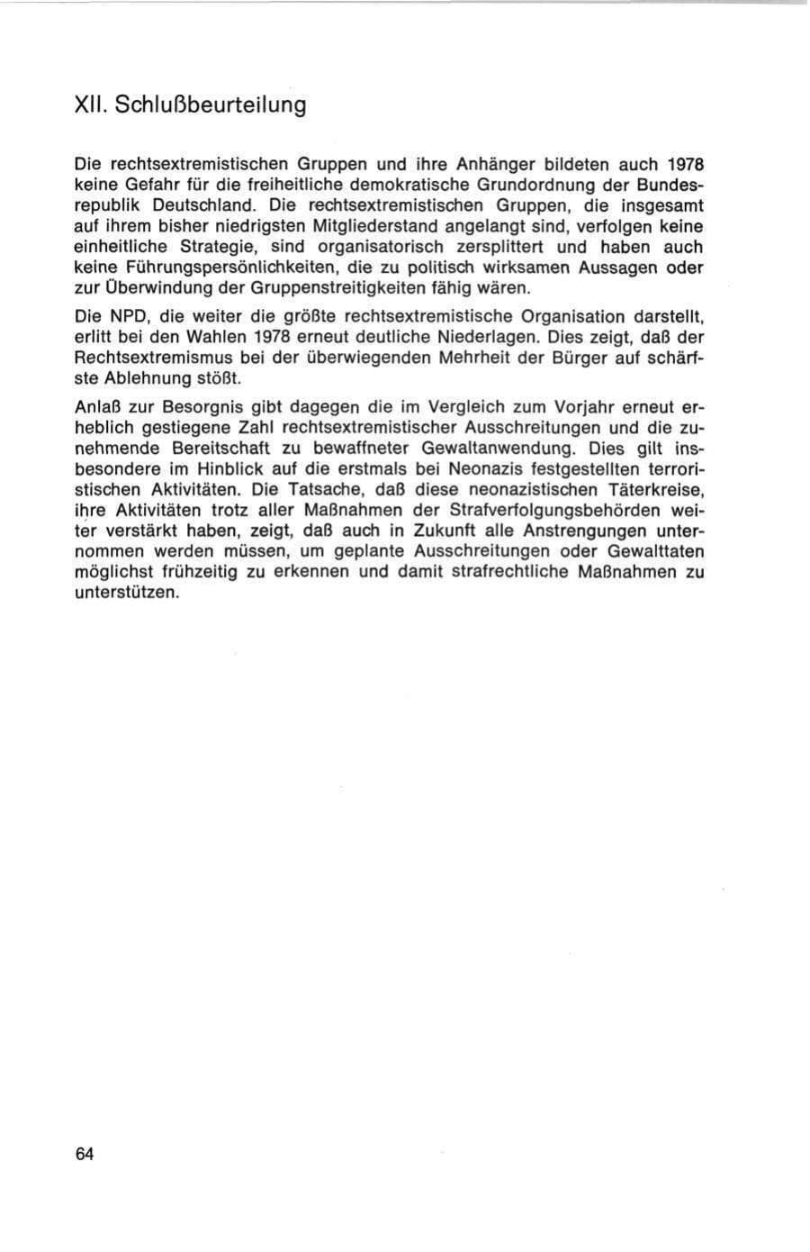 Seite 64 des Verfassungsschutzbericht 1978 Bund