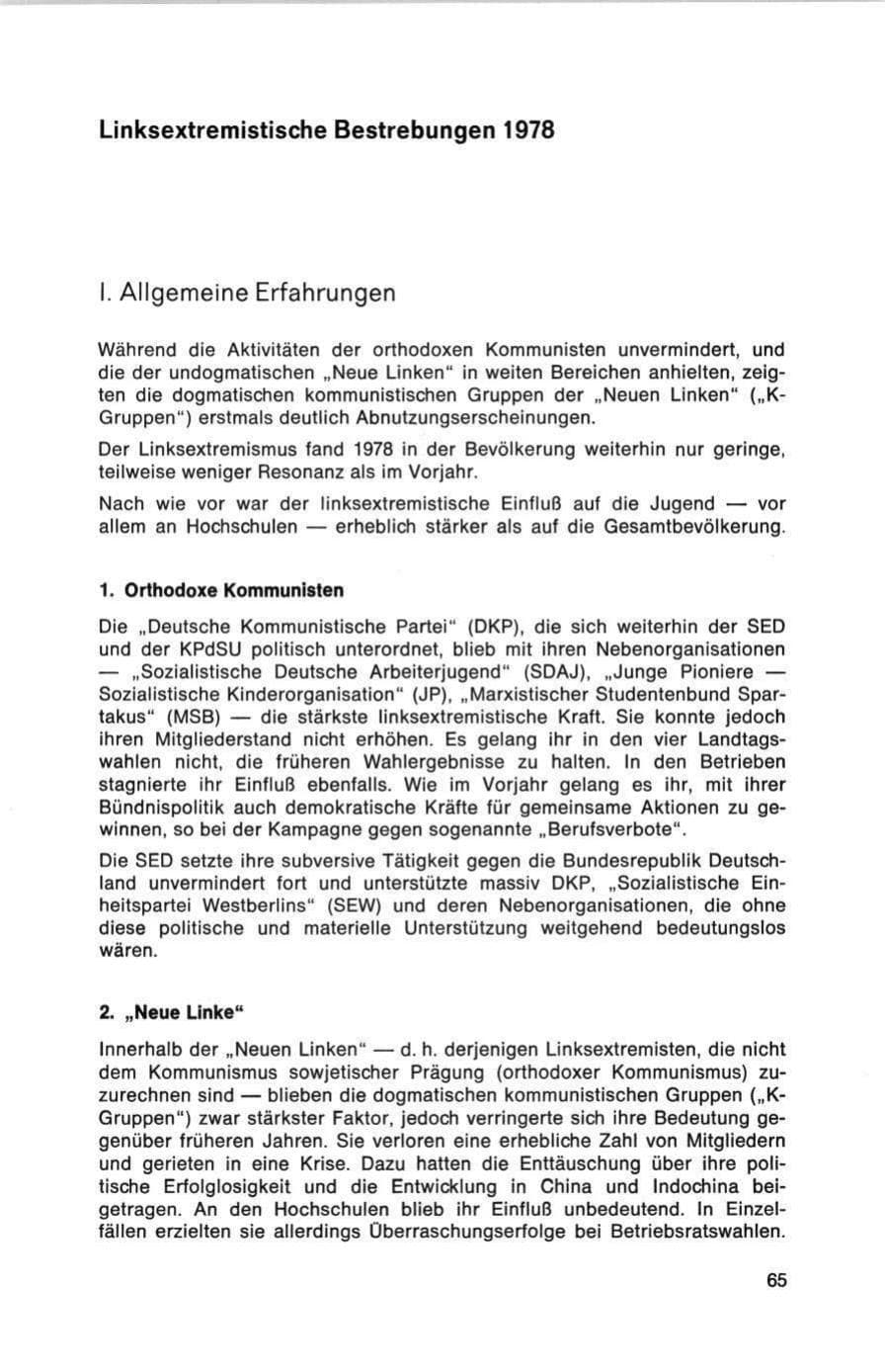 Seite 65 des Verfassungsschutzbericht 1978 Bund
